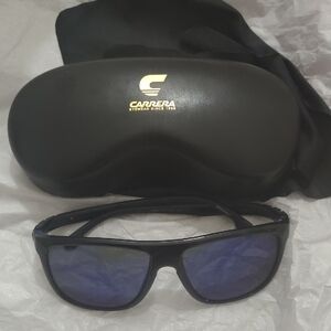 New Carrera Hyperfit 2.0 Black And Blue Frame Sunglasses w Blue Tinted Frames